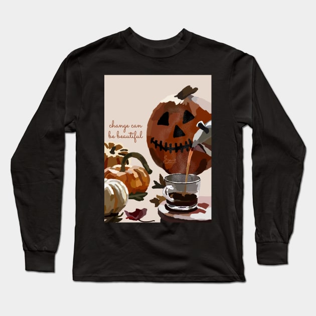 Pumpkin halloween illustration Long Sleeve T-Shirt by suzannenessi